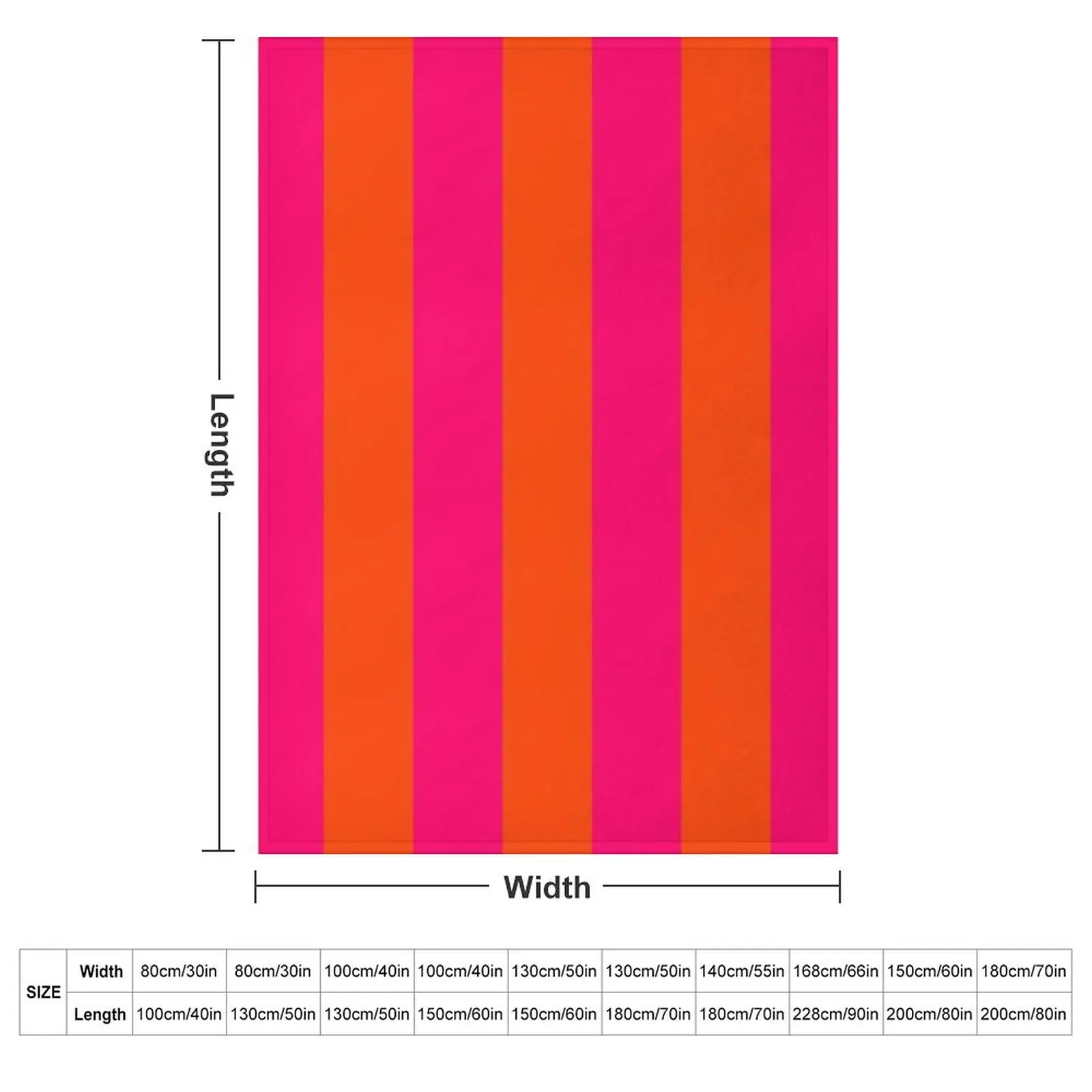 Bright Neon Pink and Orange Vertical Cabana Tent Stripes Throw Blanket couch cozy soft plush fuzzy picnic outdoor blanket