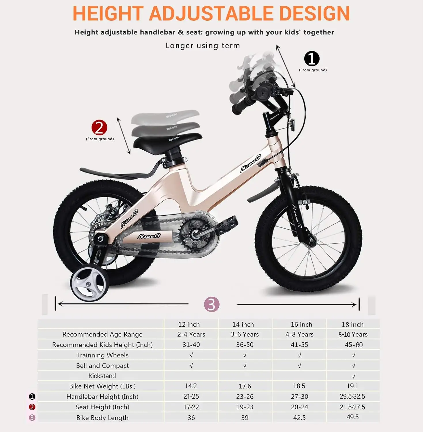 Trainingswielfiets, kinderfiets jongens meisjes, BMX Mountain met dubbele schijfrem 12-14-16-18 inch
