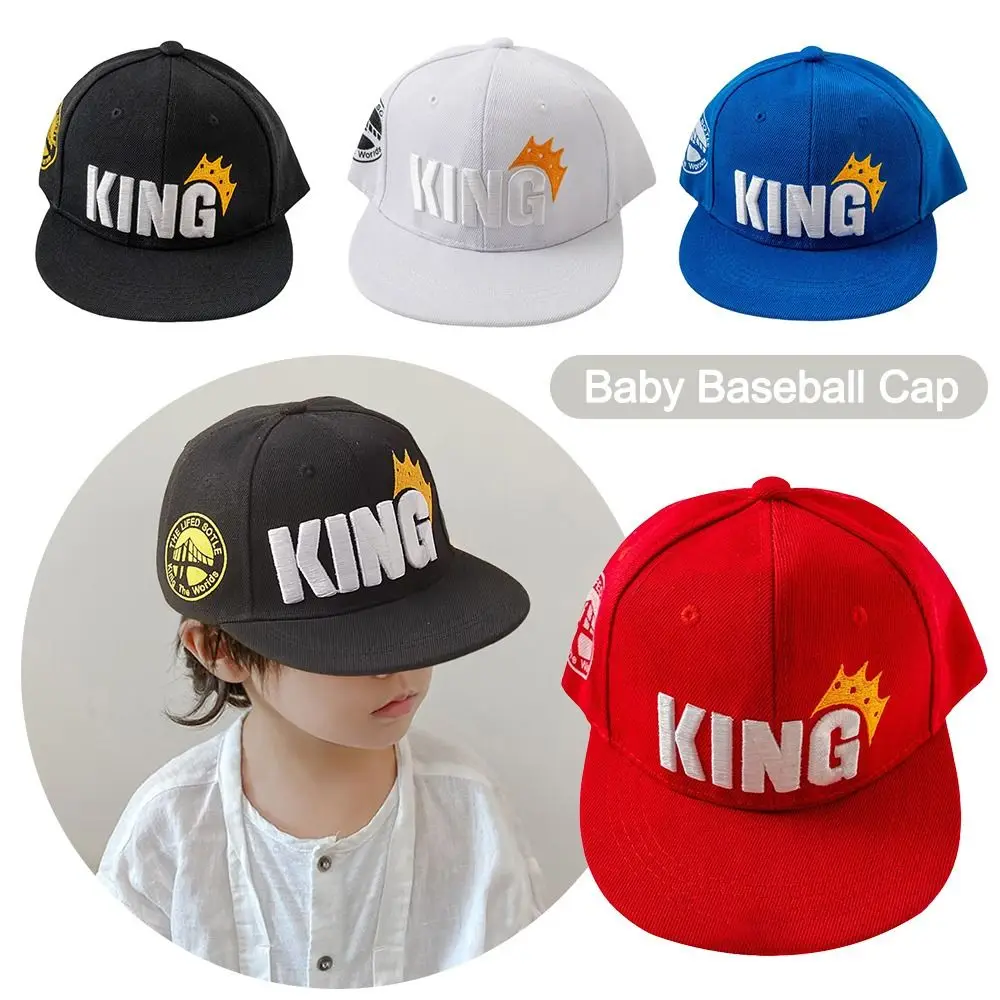 KING Crown Baby Baseball Cap Sunshade Sun Protection Boys Girls Flat-edge Hip-hop Hat Breathable Casual Duck Tongue Cap