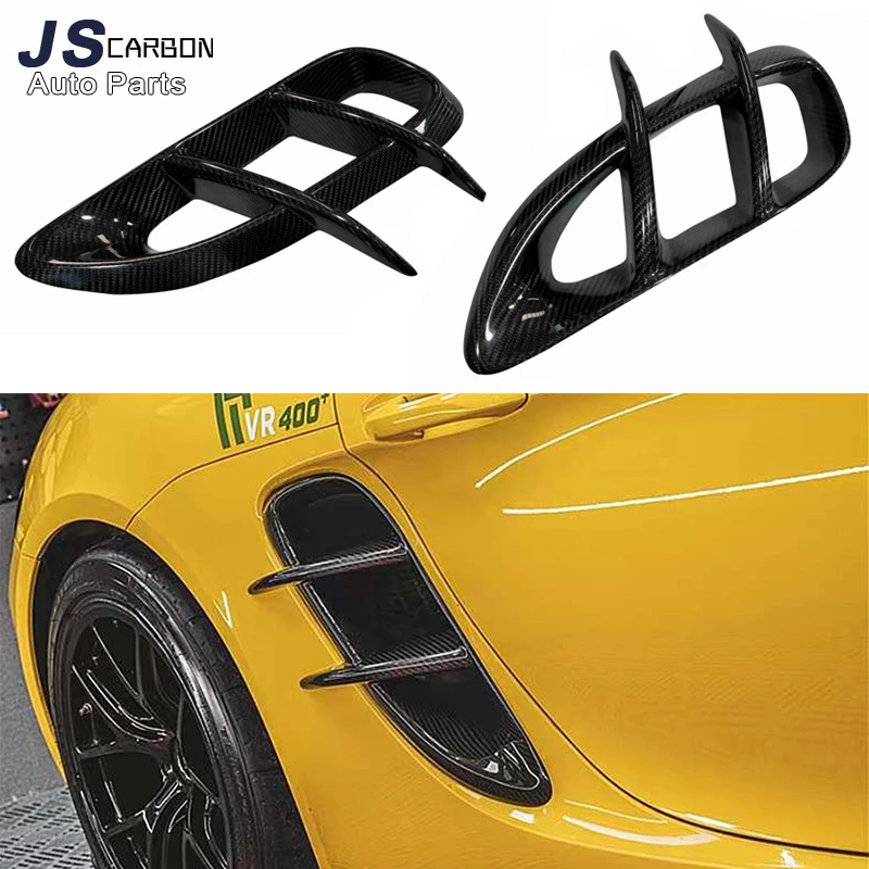 For Porsche 718 Cayman Boxster Dry Carbon Fiber Tuyere Rear Side Fender Intakes Air Vents Trim Cover Caps upgrade body kit