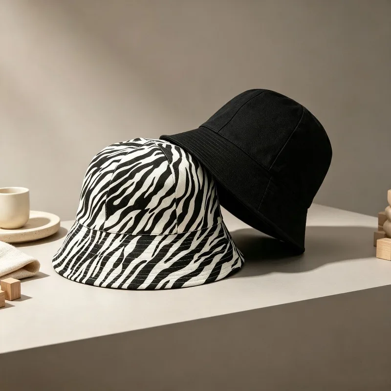 Koreanischer doppelseitiger gestreifter Bucket Hat für Damen, Sommer- und Herbst-Kuppelhut, vielseitiger Flip-Brim-Matrosenhut, achteckiger Baskenmützenhut – Detail 4