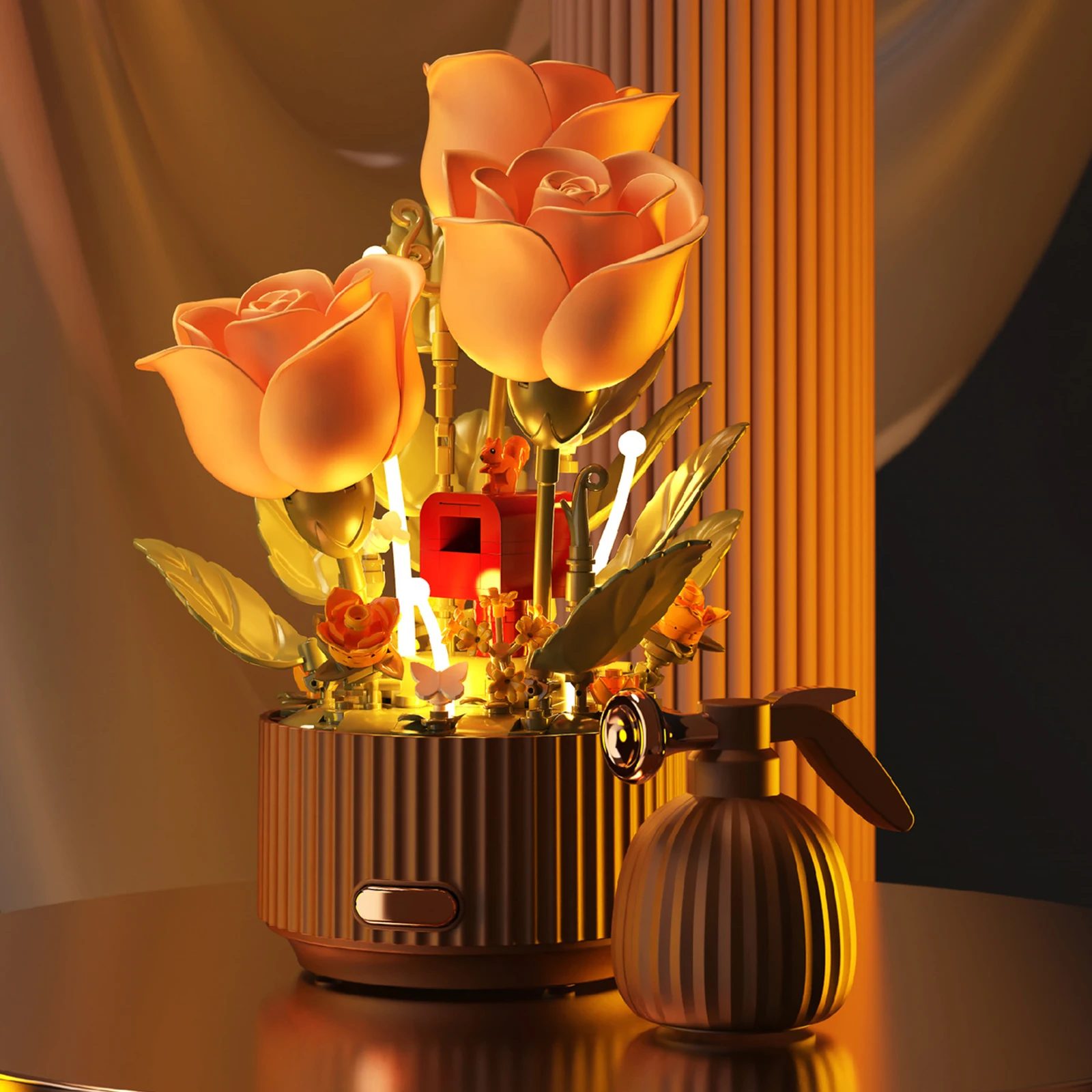 

Dynamic Building Block Bouquet Atmosphere Light Aromatherapy Night Light Model Assembly Preserved Flowers Valentine's Day Gift