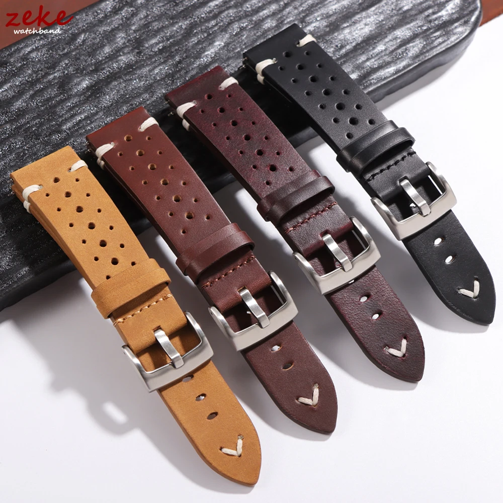 Atmungsaktives Rindsleder-Uhrenarmband für Omega für Seiko Uhrenarmband 20 mm 22 mm Ölwachs Lederarmband Herren Damen Armband Zubehör