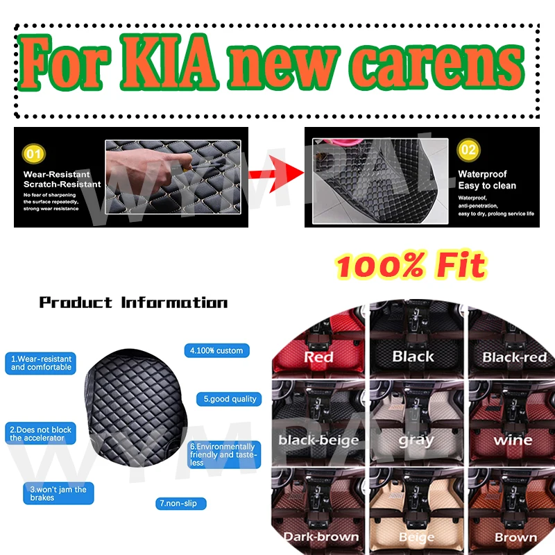 Luxury Custom Car floor mats for KIA new carens （FIVE SEAT）2007 2008 2009 2010 2011 2012 foot Pads automobile carpet cover mat