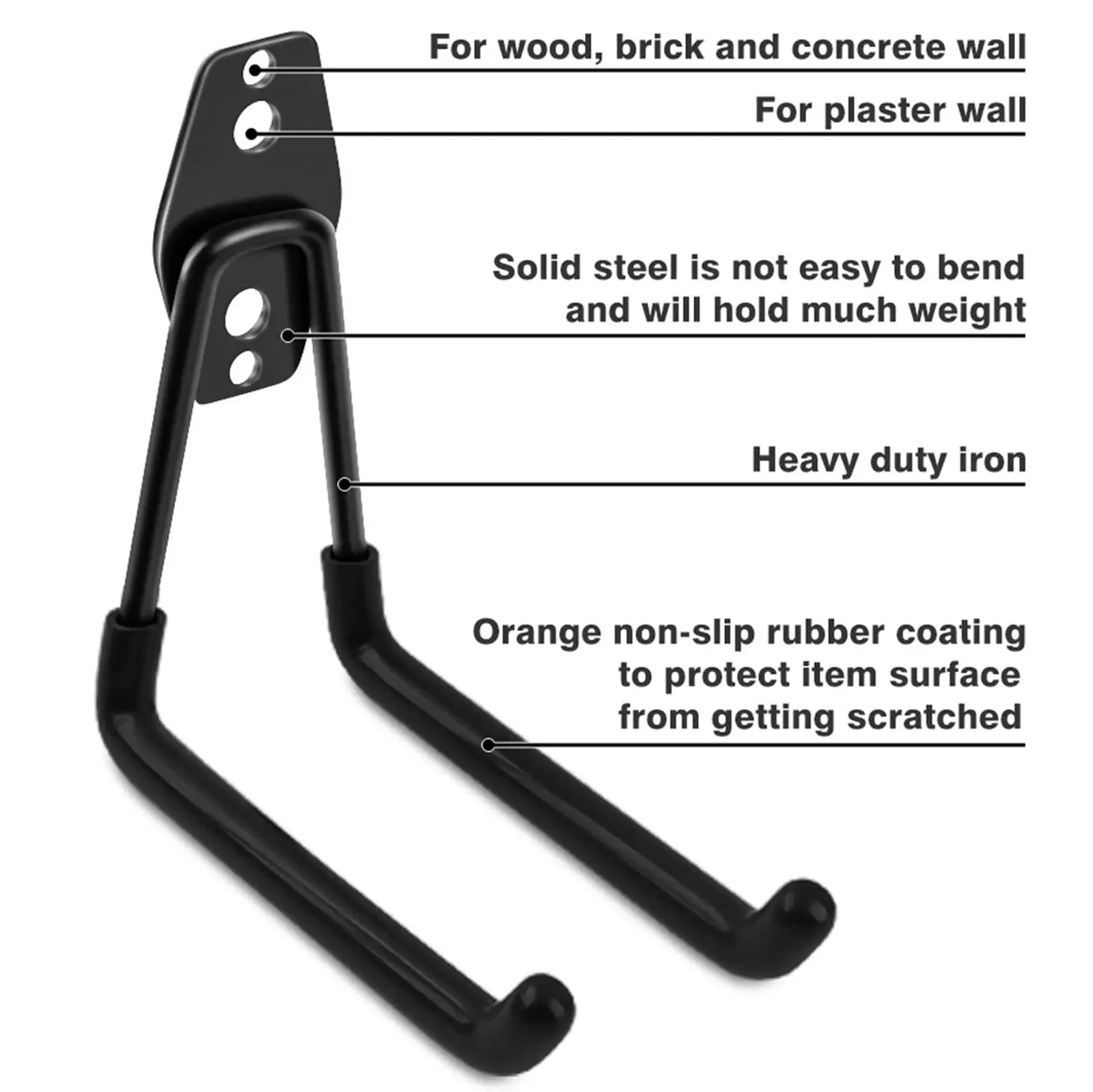 Wytrzymały stalowy hak garażowy do montażu na ścianie wieszak rowerowy haki do montażu na ścianie antypoślizgowy hak do przechowywania narzędzi