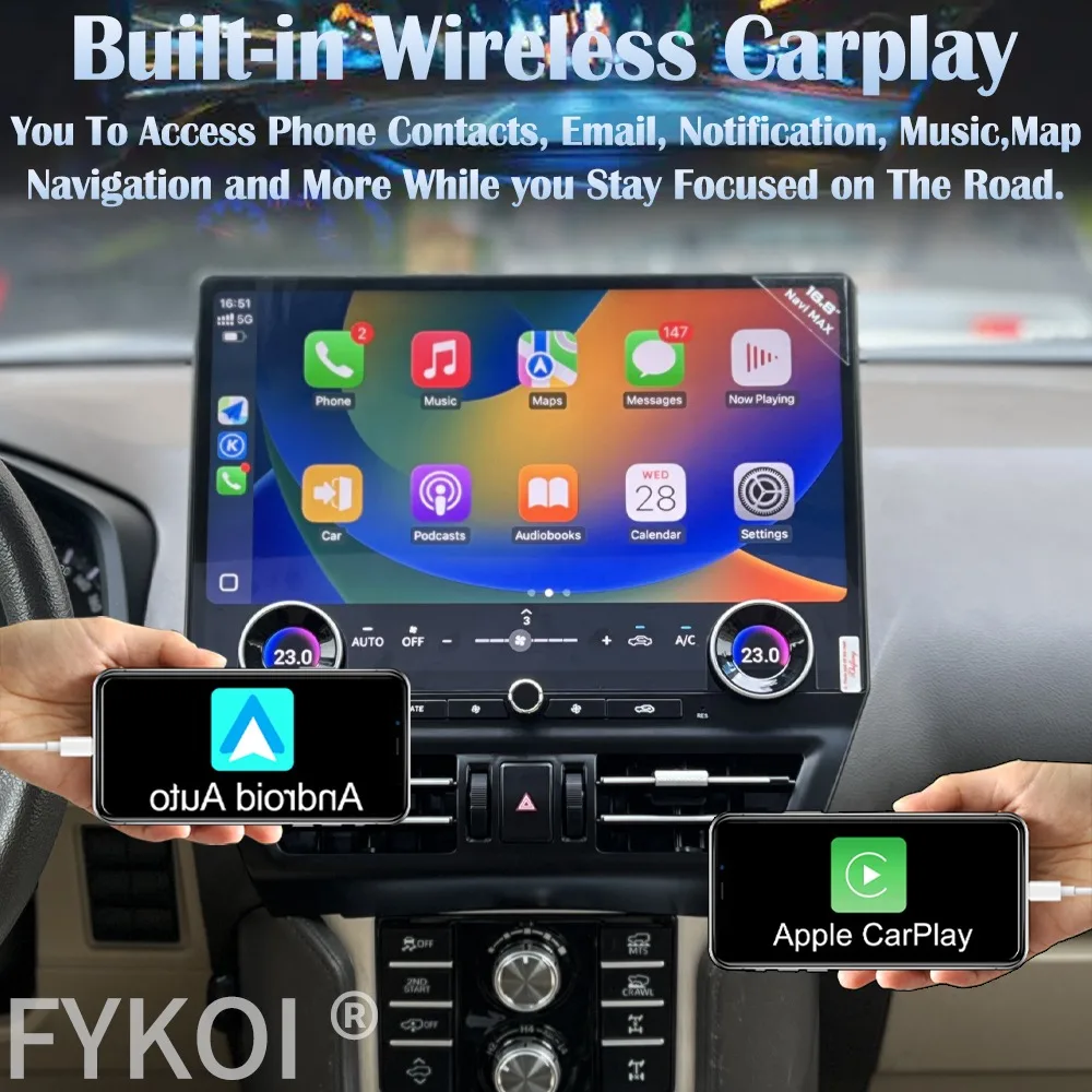 

16,8-дюймовый экран 2K для Toyota Land Cruiser Prado 150 2010-2022, автомобильные интеллектуальные системы, Android 13, стерео головное устройство Carplay Hicar