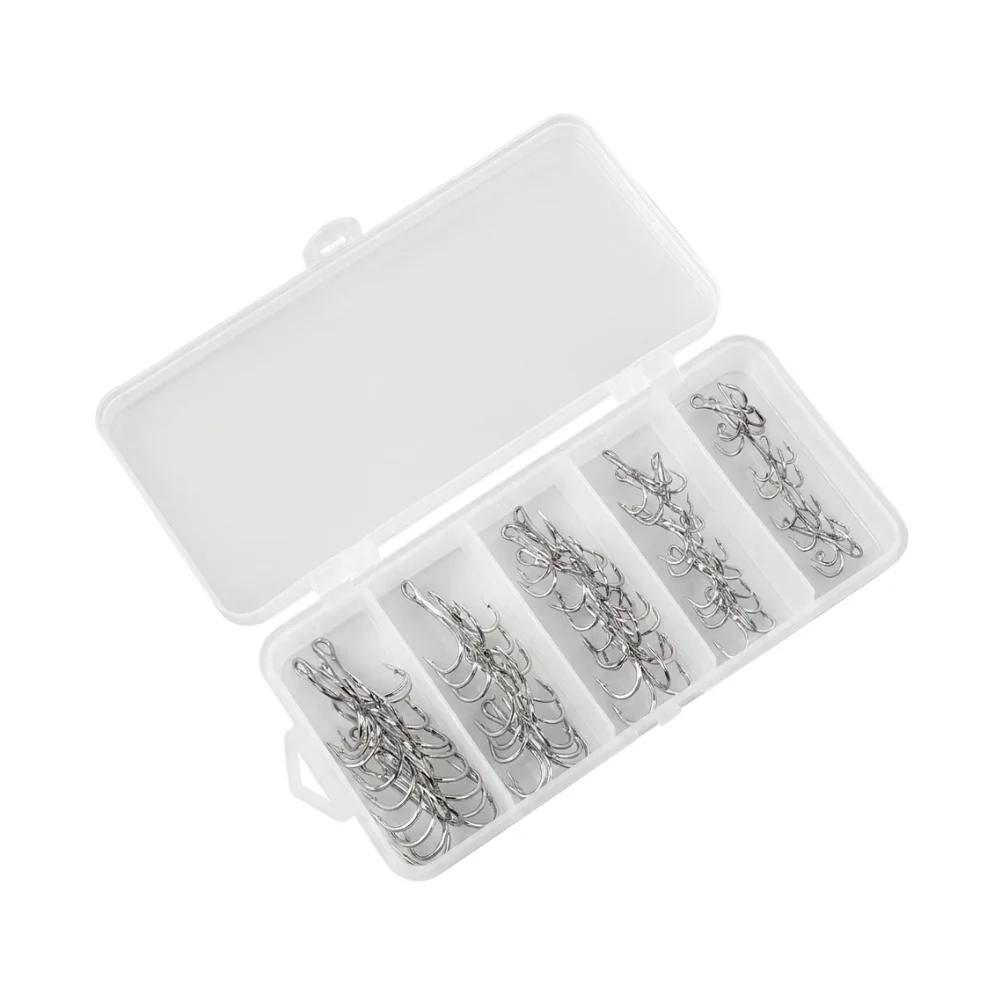 For River Fishing Silver Treble Fishing Hooks Secure Hooking Fishhooks High Carbon Steel Strong Tensile Strength