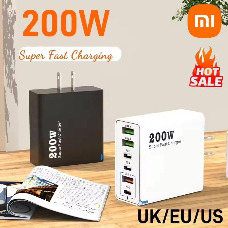 Xiaomi 200W Ultra Fast Charger USB TypeC Charger Adapter PD Cable  Quick Charging Phone Charger EU/US/UK Plug For iPhone Samsung