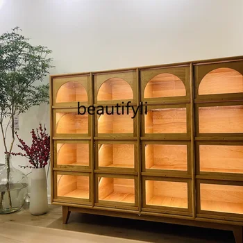 중세풍 단단한 나무 거실 디스플레이 캐비닛, 체리 나무 보관 캐비닛, 레트로 가구 보관 사이드보드
