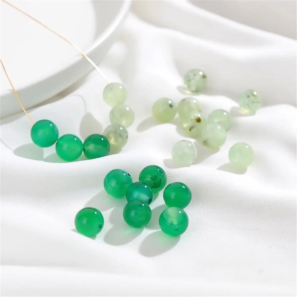 Natural Green Agate Prehnite Crystal Beads Handmade DIY Beaded Bracelet Necklace Jewelry Material Accessories L370