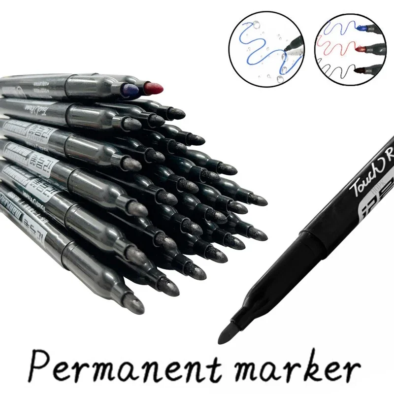 8 Pcs/Set Permanent Marker Pen Fine Point Waterproof Ink Thin Nib Crude Nib Black Blue Red Ink 1.5mm Fine Color Art Marker Pens