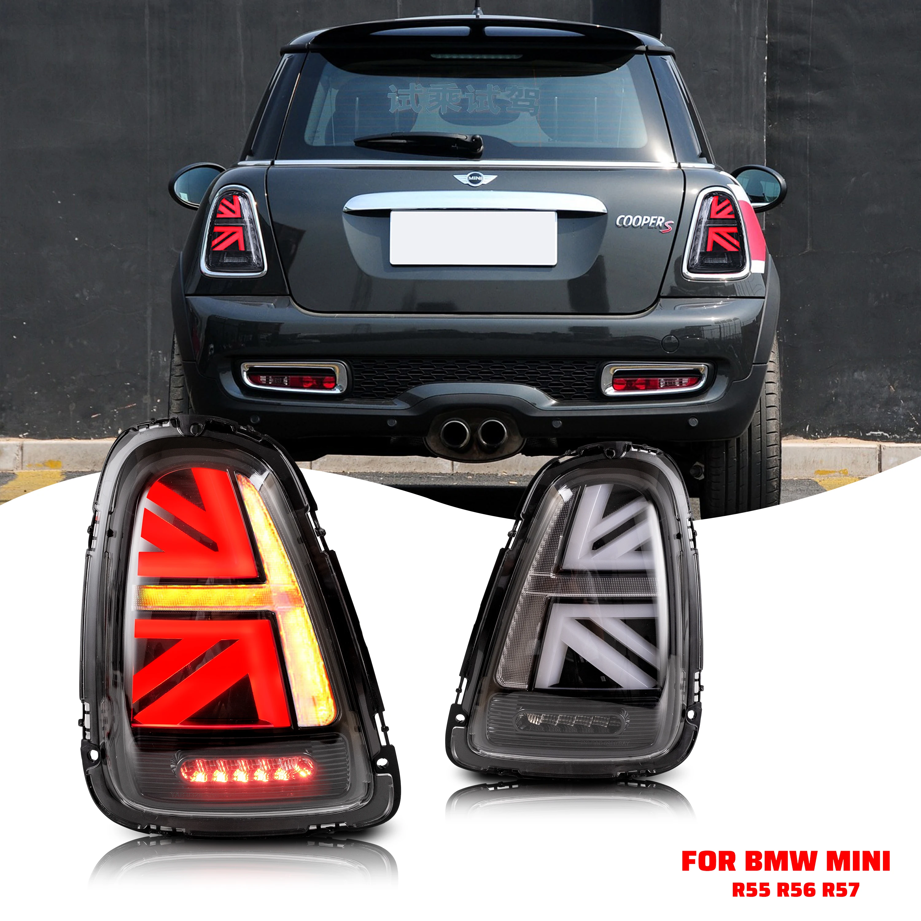 

LED Union Jack Clear White Tail Light for BMW MINI Cooper R55 R56 R57 R58 R59 2008-2013 Sequential Indicator Rear Lamp Assembly