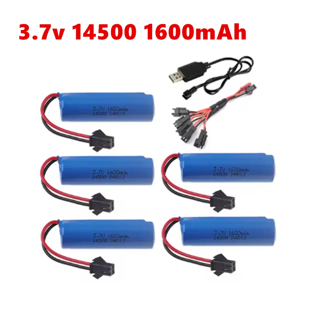 Original 3.7v 14500 1600mAh lipo battery For JJRC C2 D828 RC Car Parts SM-2P Plug For RC Stunt Dump Car Battery Toys Accessories