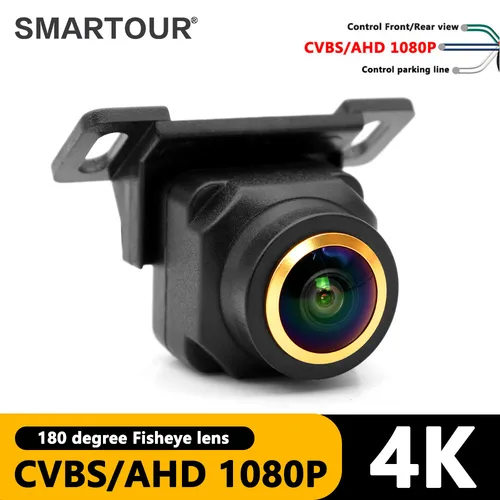 Smartour HD cámara de visión lateral delantera trasera de vehículo CCD lente ojo de pez visión nocturna impermeable Universal cámara de respaldo de marcha atrás de coche