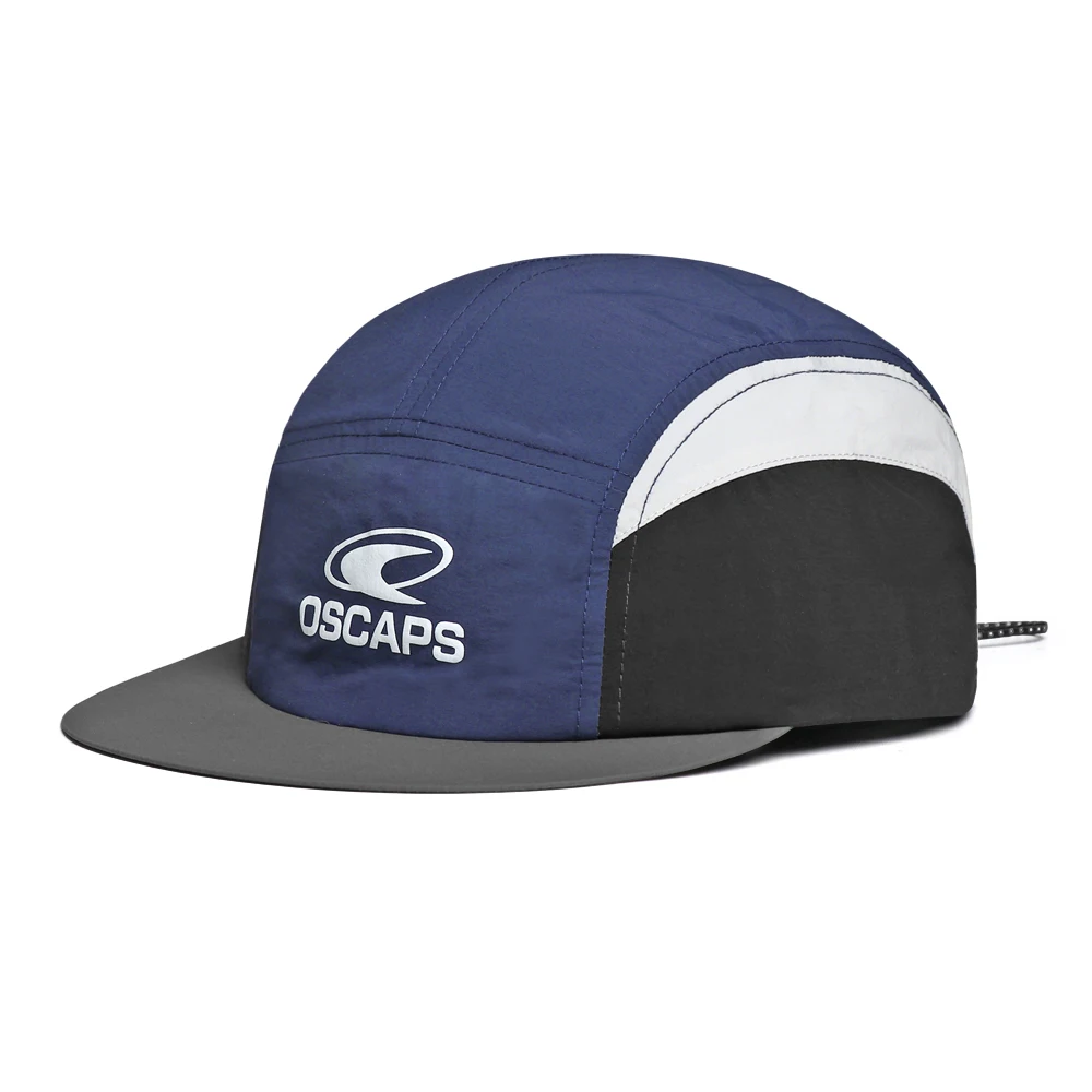 Elliptical logo printed letter side-coloring quick-drying flat-brim baseball cap for casual sports style, suitable for citywalk.