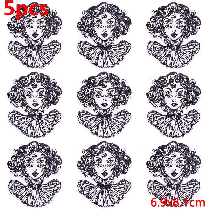 5PCS/Lots Punk Embroidery Patch Horror Movie Embroidered Patch Iron On Patches For Clothing Sticker Jacket Jeans Badge Decor DIY
