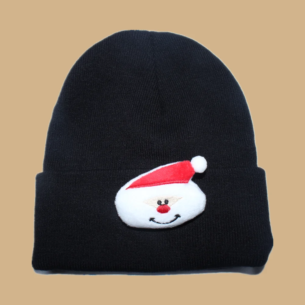 Christmas detachable cartoon patch classic cold resistant knitted hat, suitable for women in autumn and winter