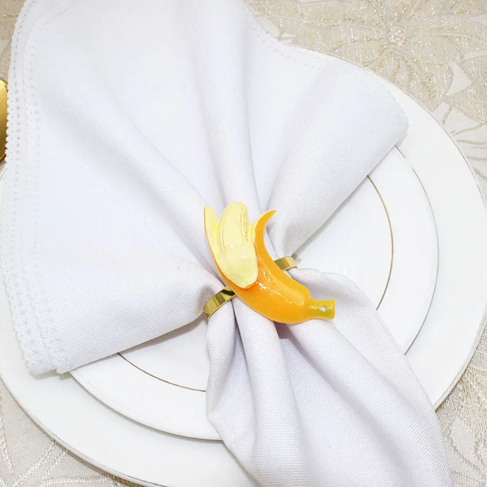 

4 Pcs Banana Shaped Napkin Rings Sturdy Lightweight Plastic Elegant Fruit Design Table Settings Dinner Parties