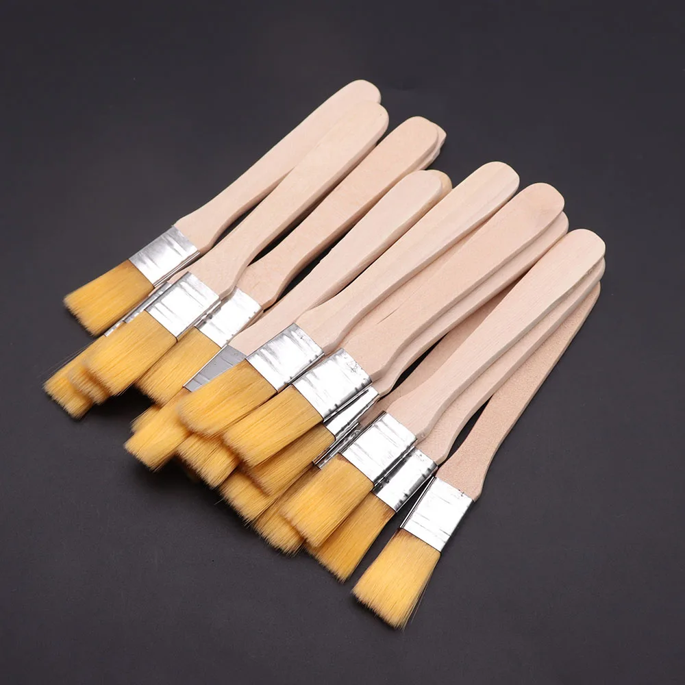 1/5/10pcs Yellow Nylon Square-Wash Paintbrushes Mini Solid Wood Handle For Clean The Dust And Students Art Painting Oil Brushes