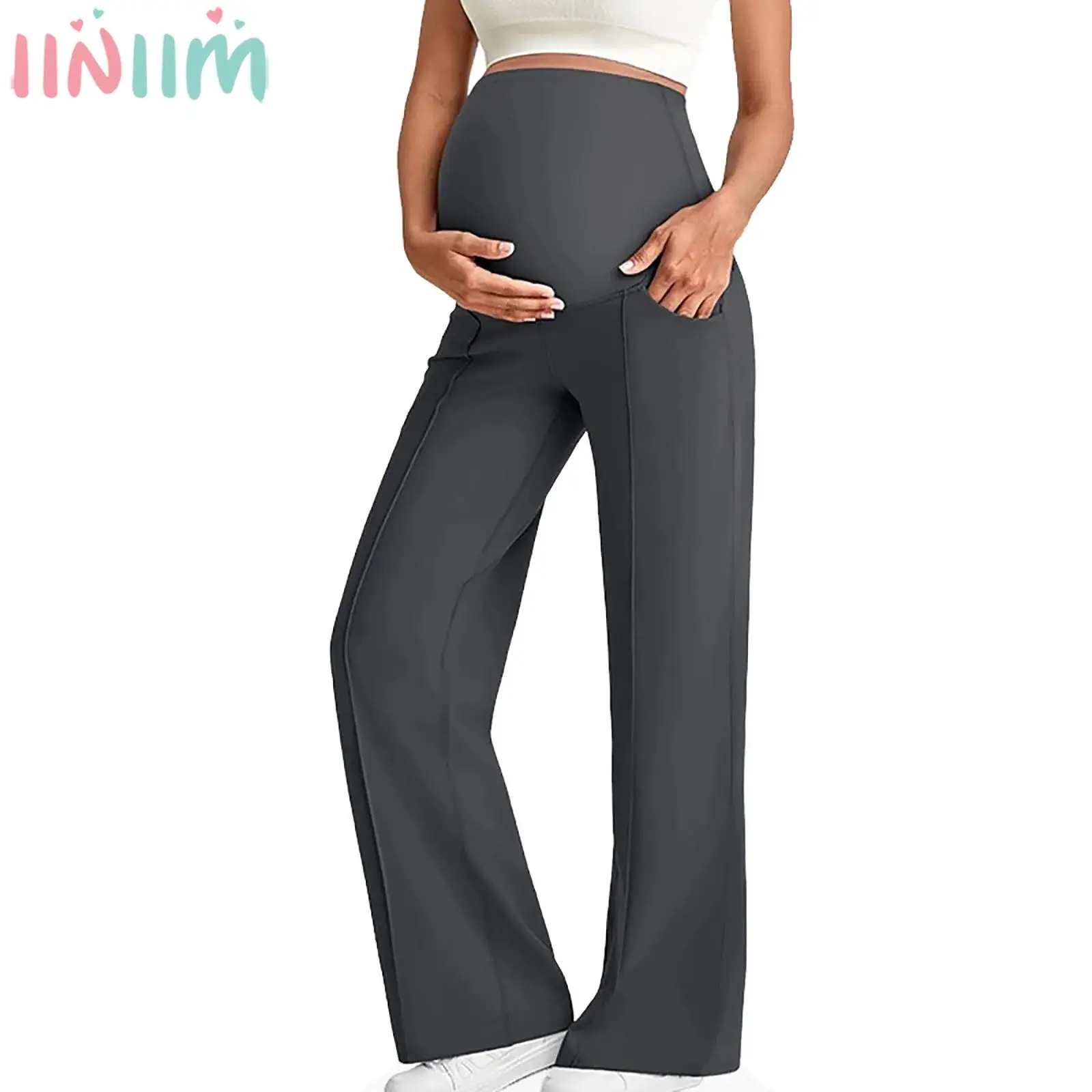 

Брюки для йоги для беременных с высокой талией, эластичным поясом, облегающие, для пилатеса, спорта, тренировок и фитнеса