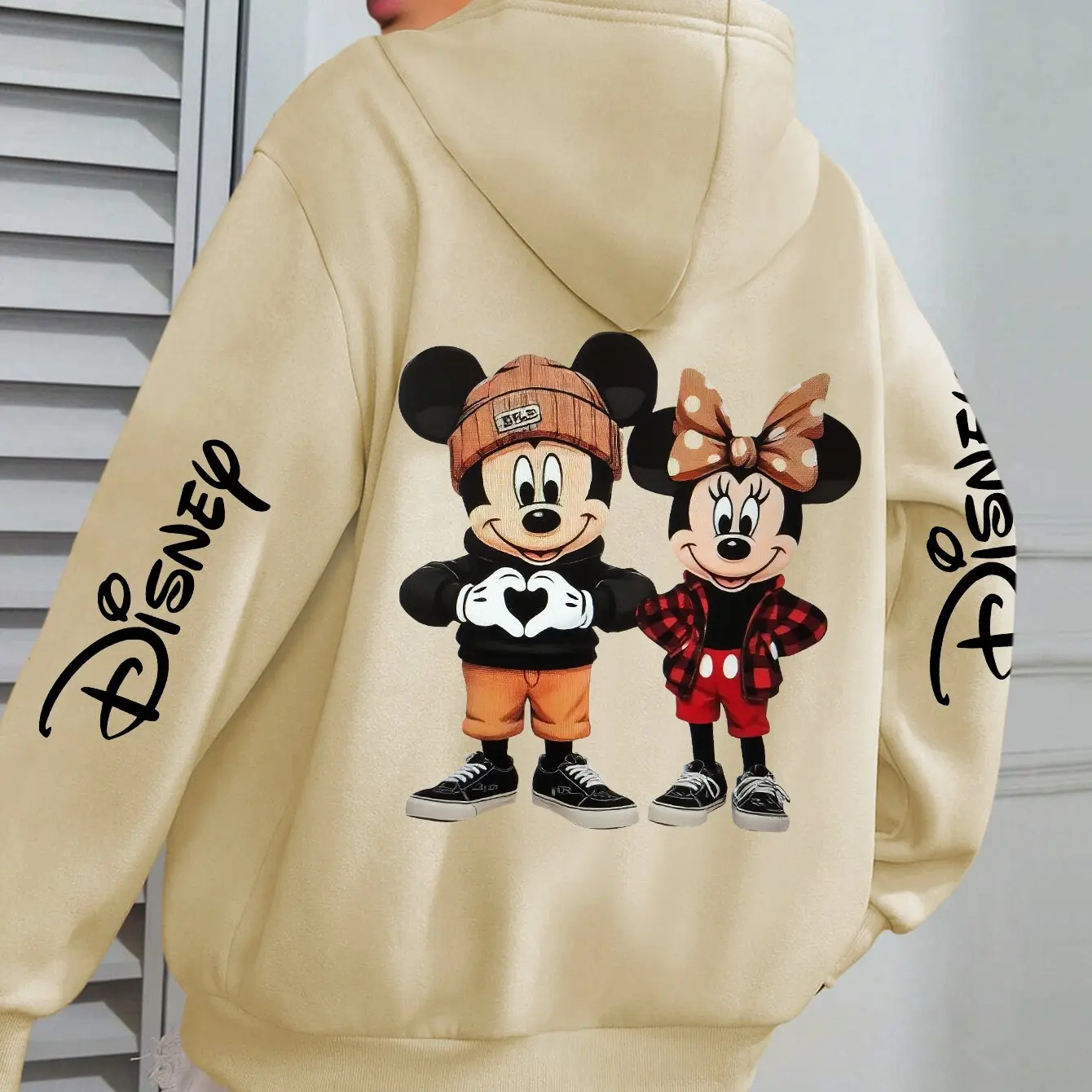 

Женские модные толстовки с капюшоном Disney Minnie Mouse, уличная одежда больших размеров, толстовки унисекс, осенне-зимние флисовые повседневные универсальные