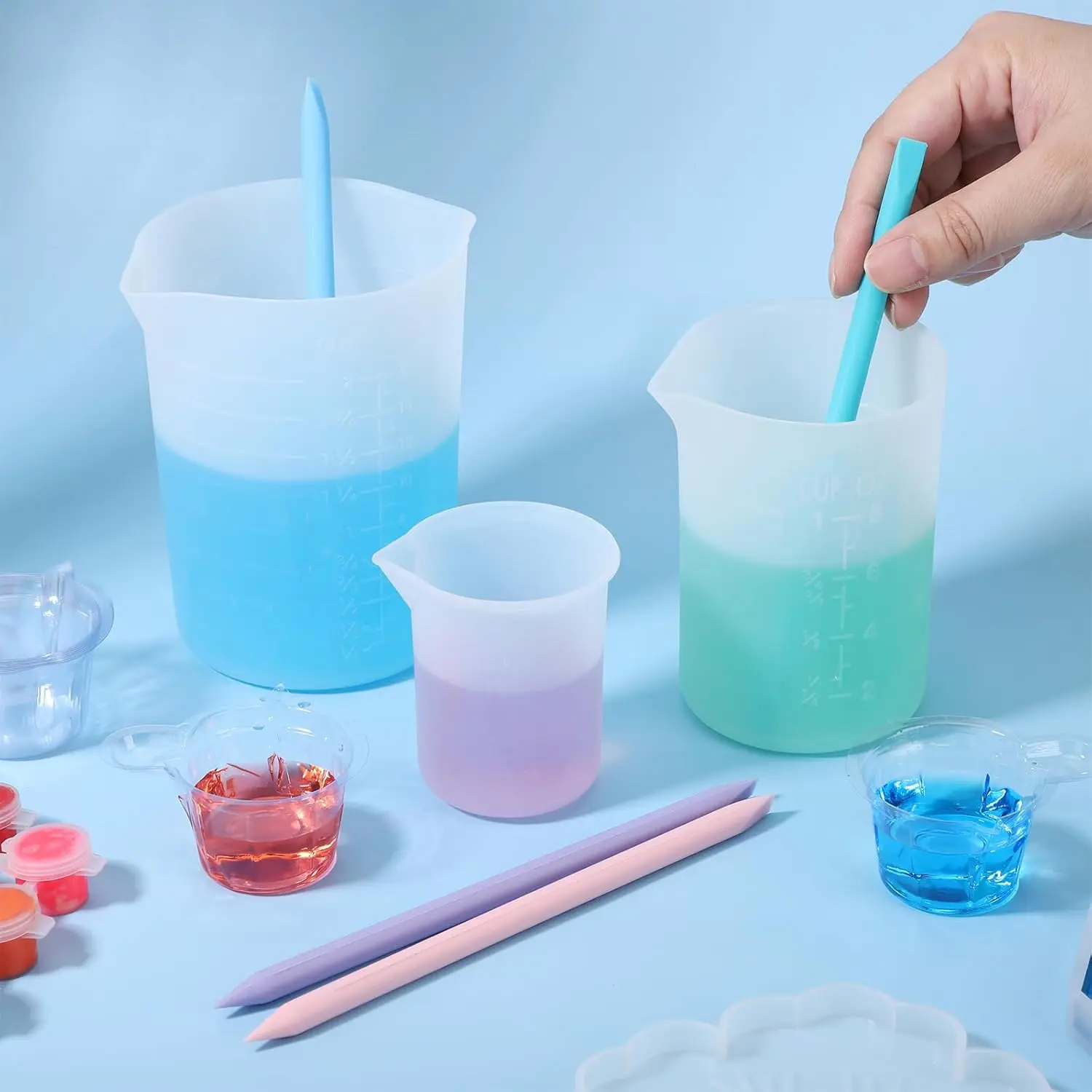 Reusable Silicone Stirring Sticks Set - Non-Stick Bubble Remover Tools, Scraper for Epoxy Resin DIY, Christmas Craft Supplies