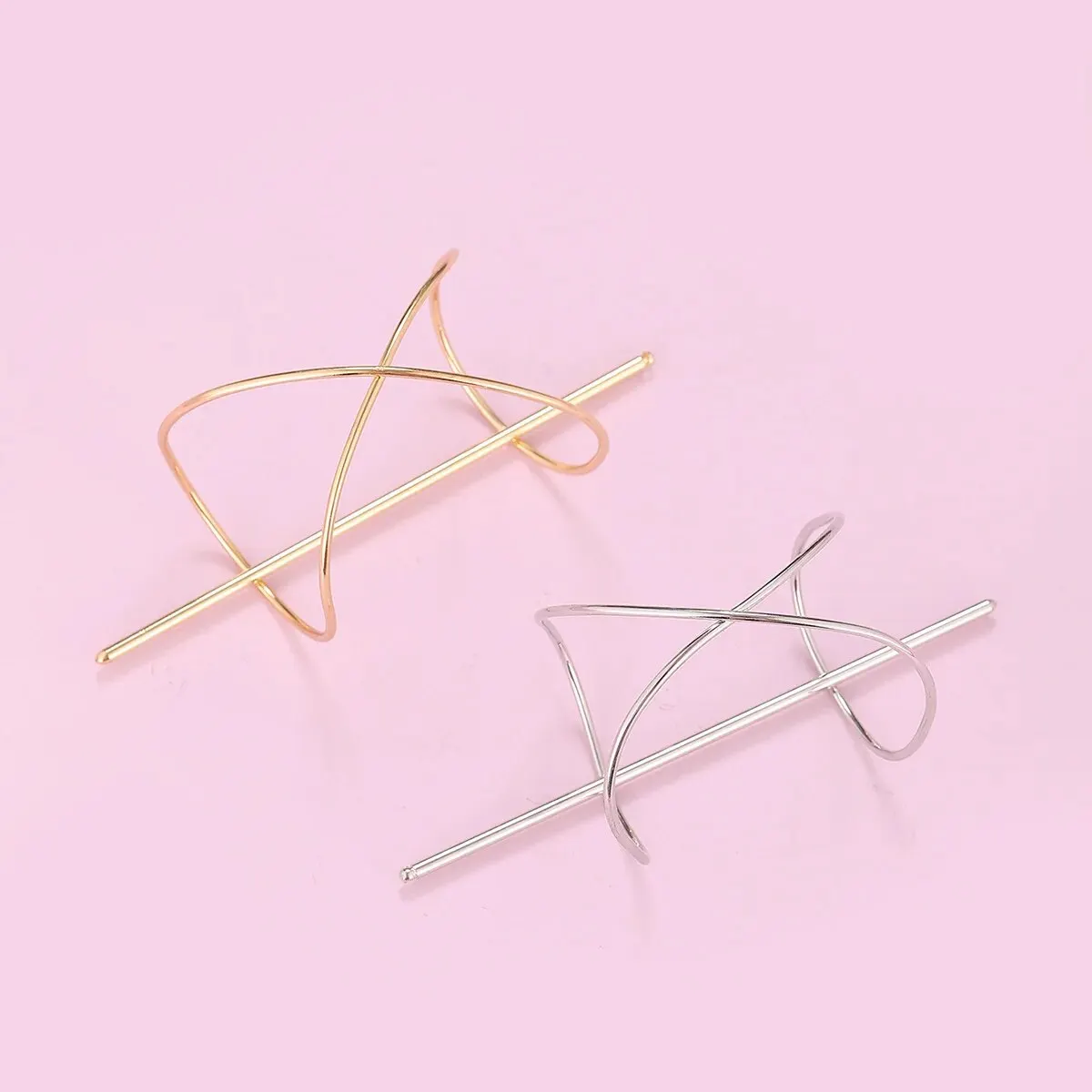 Four Seasons Foreign Trade New Irregular Cross Fashion Ball Head Metal Hairpin Hair Accessories