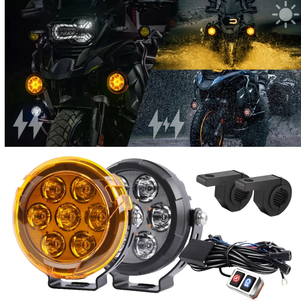 HAOLIDE 4.5INCH LED Work Light Strobe Flashing Fog Lights with Amber Mask Super Bright LED Driving Light For off-road use