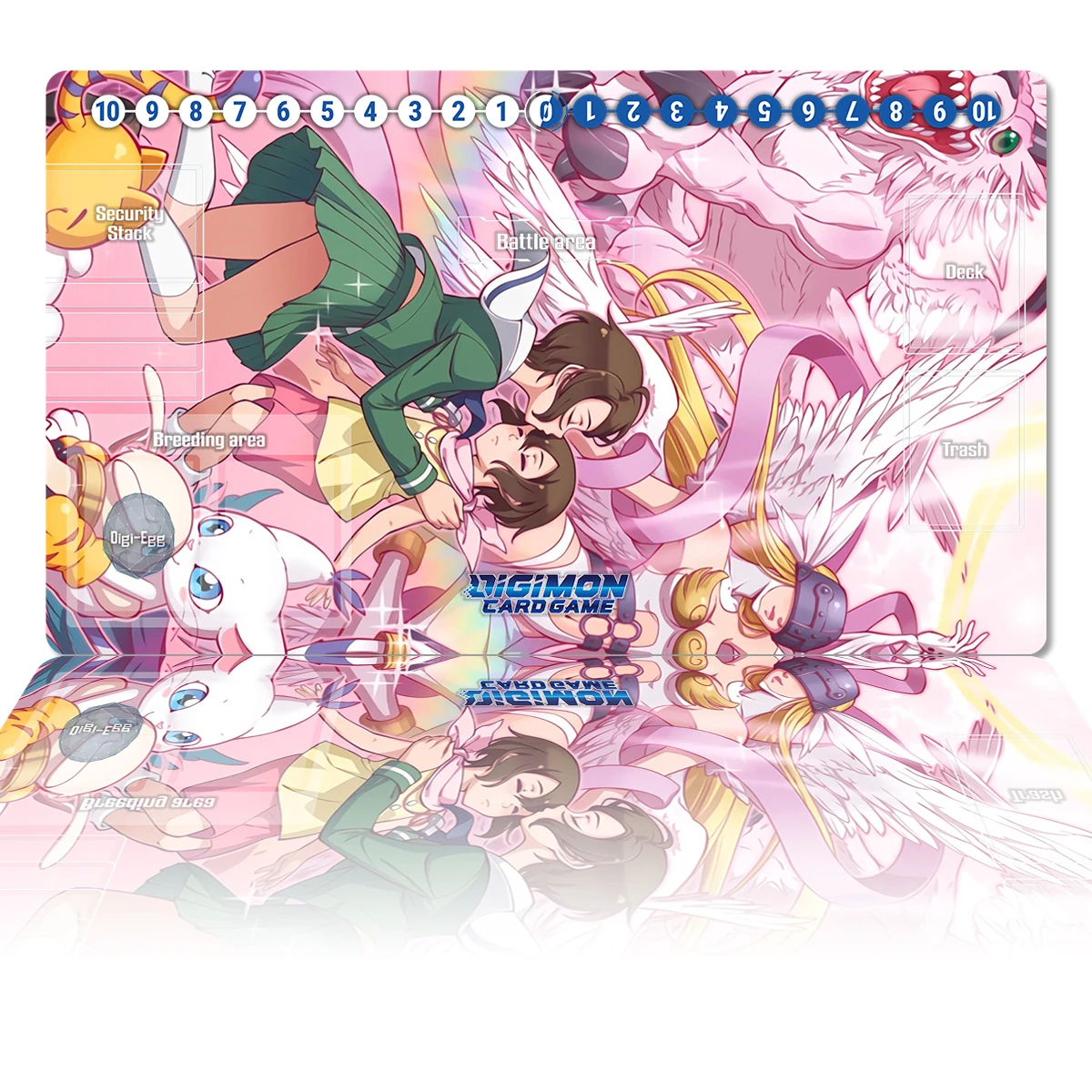 Digimon Playmat Angewomon Yagami Hikari DTCG CCG Board Game Trading Card Game Mat Anime Mouse Pad Rubber Desk Mat Zones Free Bag