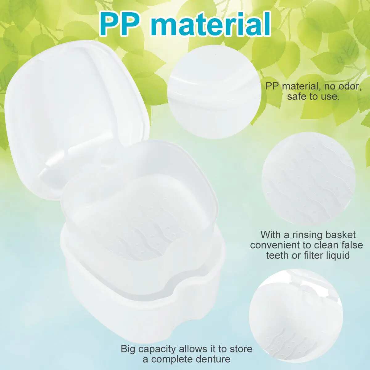 Denture Bath Box Cleaning Teeth Case Dental False Teeth Storage Box With Hanging Net Container Container Denture Boxs Container