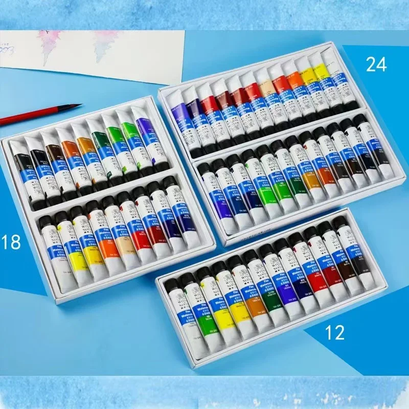 WINSOR & NEWTON profesyonel suluboya boya/Pigment 12/18/24/36 renkler 10ML su renk boyama Pigment sanatçılar için pürüzsüz ince