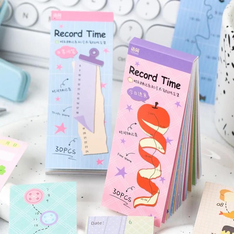 30 Sheets Writable Paper Memo Stickers, Cute Time‑Track Decor Decals for Diary Scrapbooking Card‑making