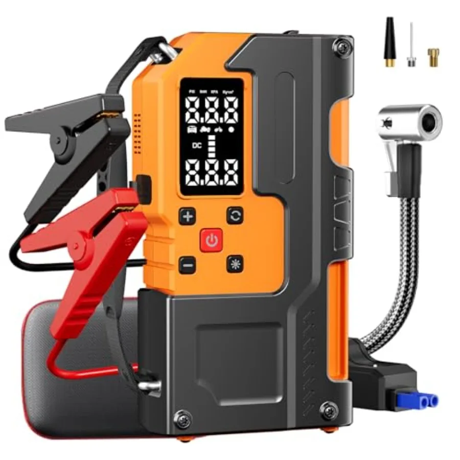 

Car Battery Jump Starter with Air Compressor - 5000A 150PSI 120W Portable Car Jump Starters for All Gas Engines and 10L Diesel