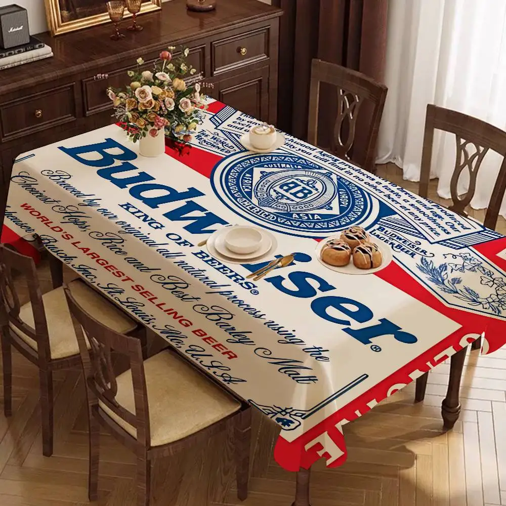 Toalha de mesa king of beer b-budweiser, à prova d'água e à prova de óleo, para mesa de cabeceira, à prova de poeira, decorativa, para sala de estar, toalha de mesa para café