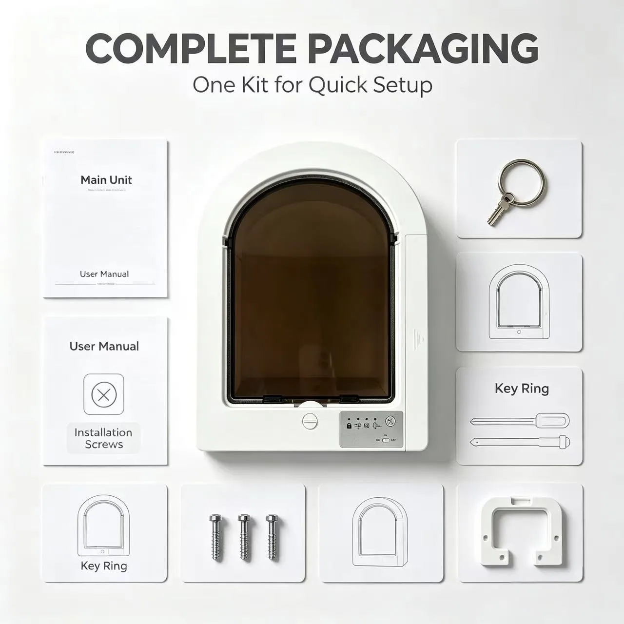 New RFID intelligent induction pet cat door, induction key recognition, four access control modes (without battery)