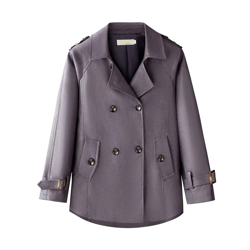 

High-Quality PU Leather Coat Women's 2025Autumn Winter New Mother Leather Jacket Ladies Loose Short Outwear Joker Lapel Overwear