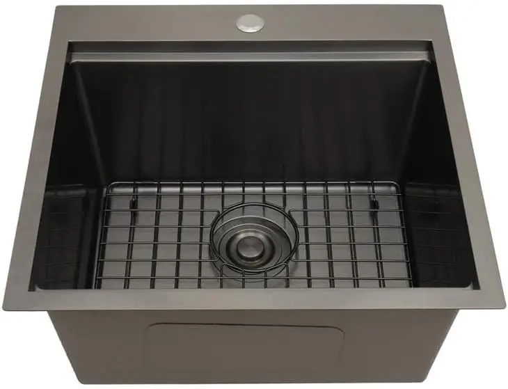 Workstation Ledge Topmount/Drop-in Single Bowl Satin Matte Stainless Steel Kitchen/Yard/Bar/Laundry/Office Sink, With Grid,