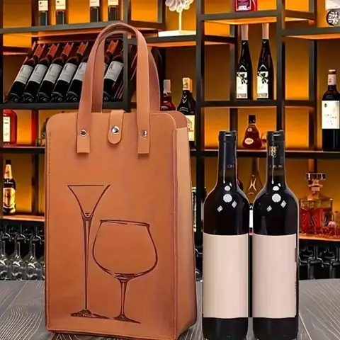 Nuova borsa per vino rosso in feltro, regalo, doppia borsa per vino, borsa per bevande portatile
