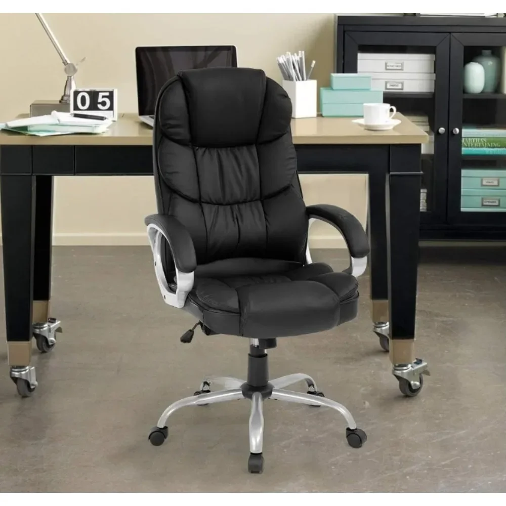 Office Chair High Back Adjustable Ergonomic Desk Chair Executive PU Leather Swivel Task Chair with Armrests Lumbar Support