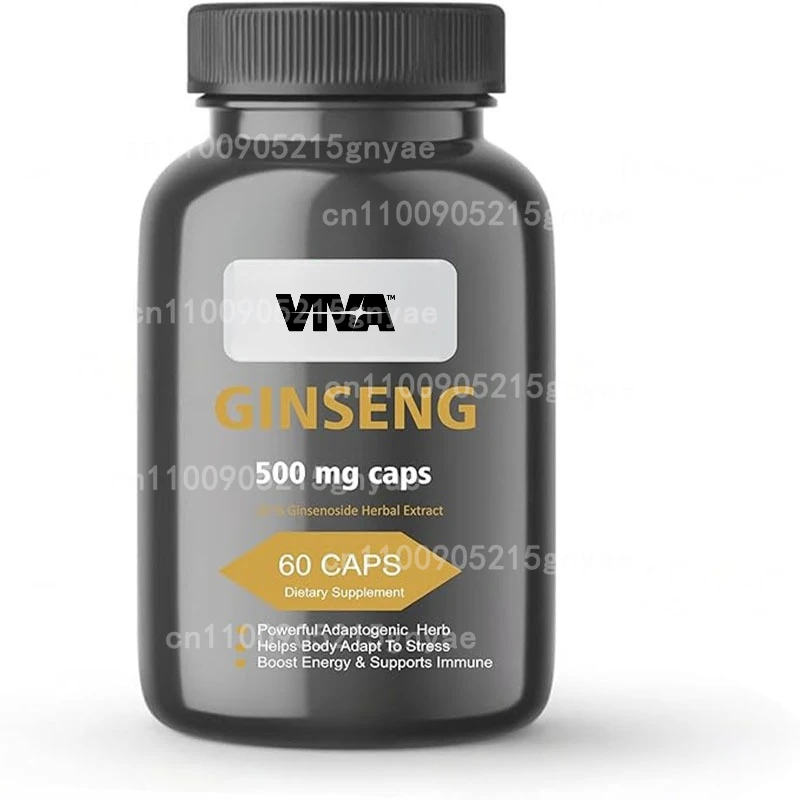 

Ginseng 60 Capsules Used To Relieve Stress, Enhance Energy, and Boost Immunity Non GMO, Vegan Supplement