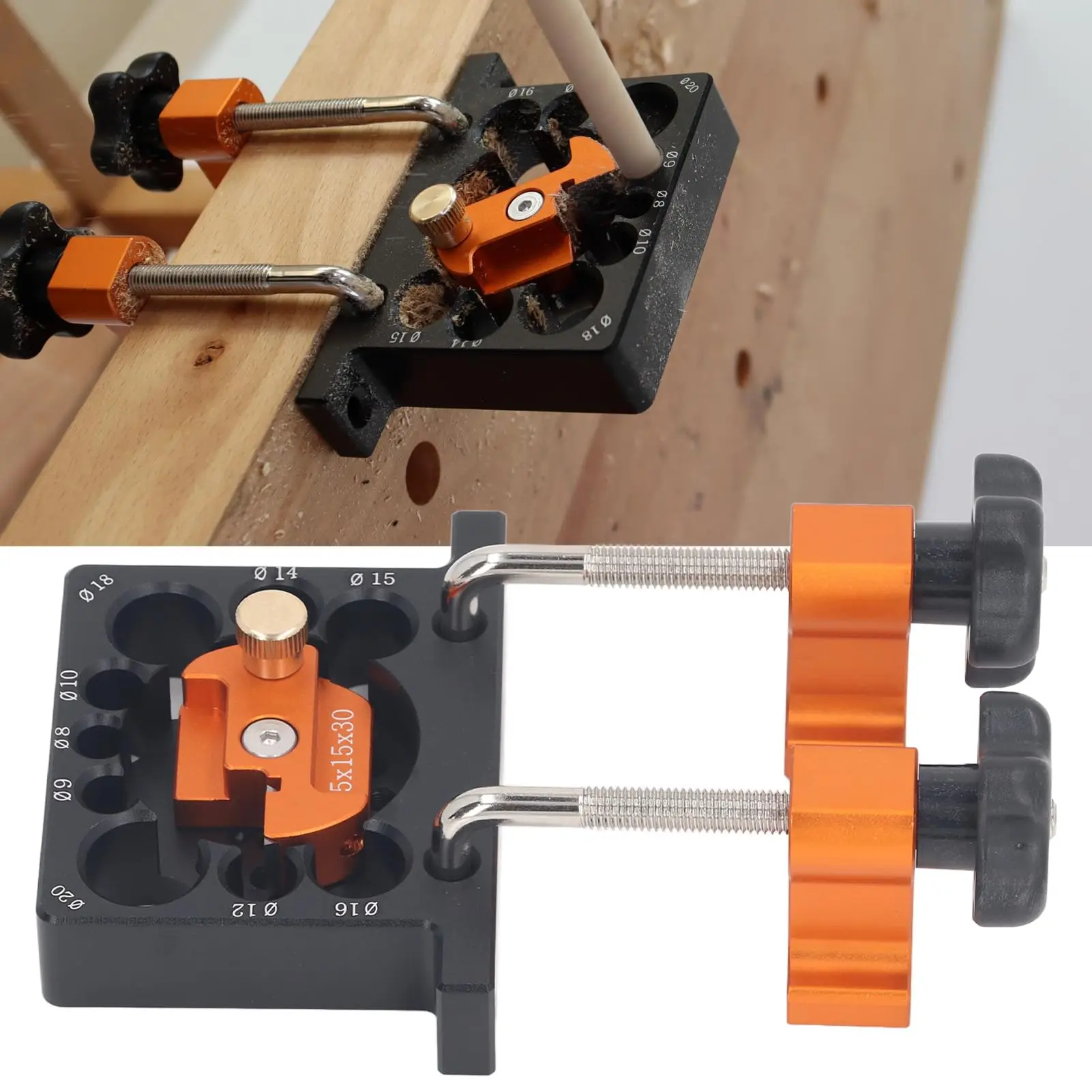 9 Hole Adjustable Wood Turning Device For Drill Round Wood Dowel Maker DIY Woodworking Tool Orange Alloy Cutter 8-20mm