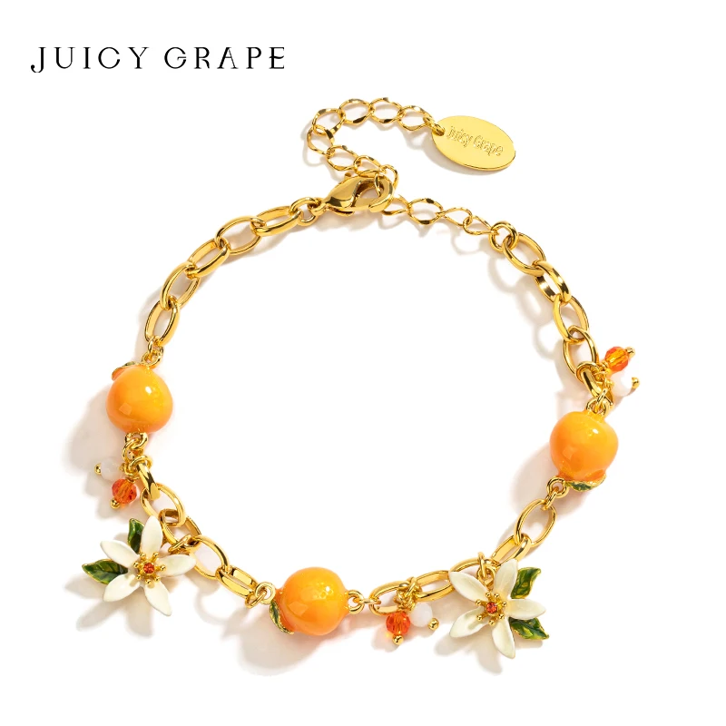 Juicy Grape Orange Drop Earrings Necklace Bracelet Fruit Dangle Earrings Handmade Enamel Jewelry Women's Versatile Bohemian Gift - view 3