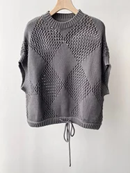 Casual summer loose knitted short sleeve sweater