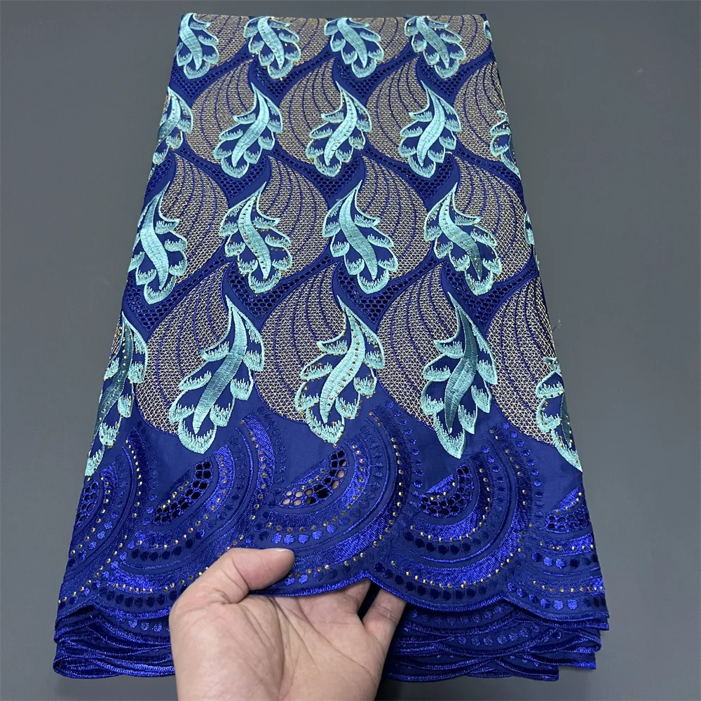 

2025 африканский нигерийский тюль, кружевная ткань для шитья платья, высокое качество, дамасский хлопок, чистая вышивка, лак, люкс, 5 ярдов hz1381