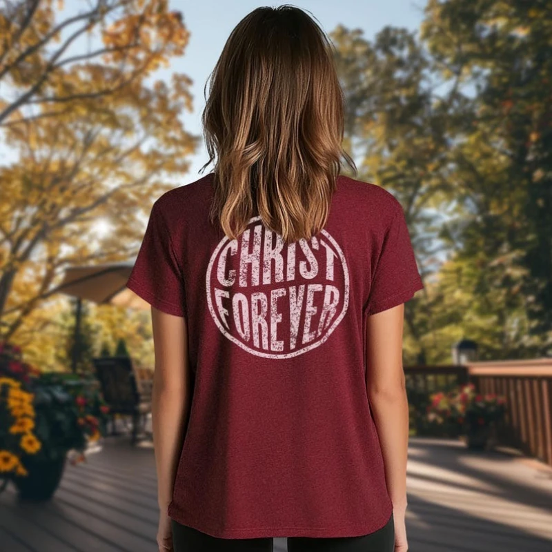 Christ Forever Bible Verse Shirt Christian Apparel Jesus Unisex Sizing Regular Short Sleeve Plus Sizes Simple Letters T-shirt