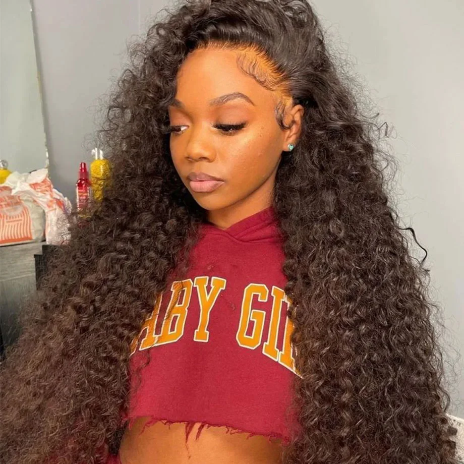 Nadine 40 Inch Deep Wave HD Lace Frontal Wig Curly Lace Front Human Hair Wigs Water Wave Wigs Human Hair 13x6 HD Transparent Wig