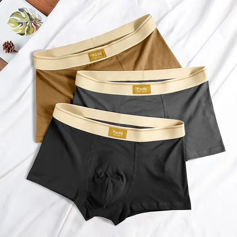 3pcs Men Panties Cotton BoxerShorts Man Underwear Mens Boxers Breathable U Convex Male Underpants Sexy Trunks