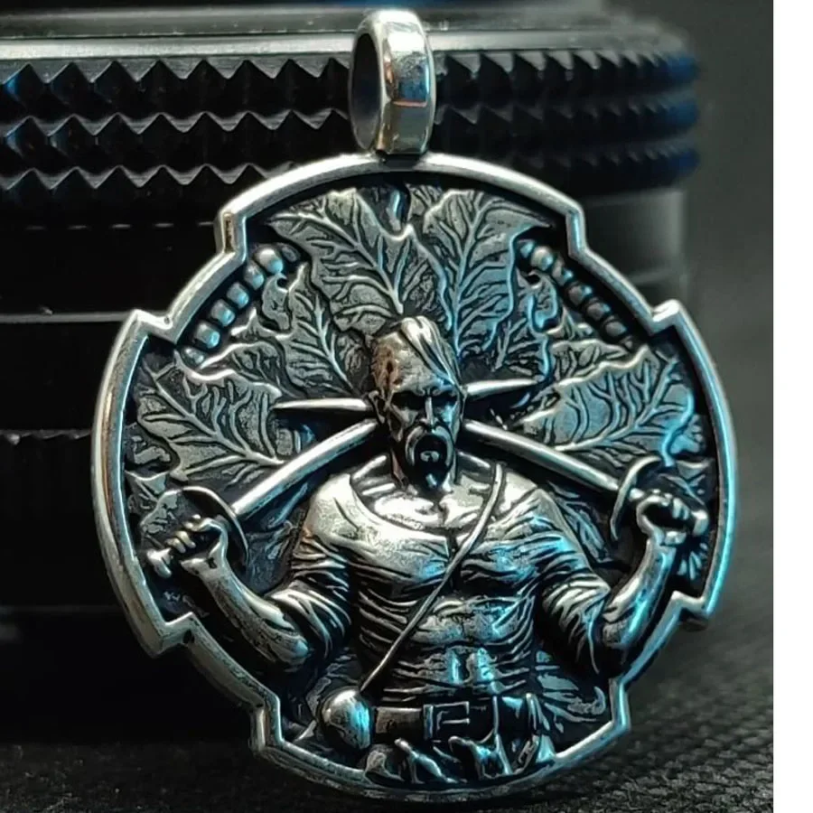 15g Cossack Warrior Prayer Amulet Art Relief Mens  Customized 925 SOLID STERLING Silver Pendant