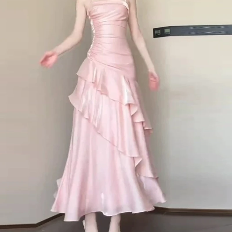 

Fashion Elegant Dress in 2025 Summer Flounce Sling Slim Women's Dress
