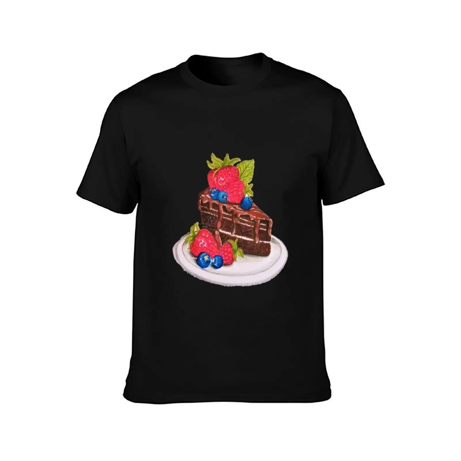 Chocolate Cake T-Shirt, Summer Casual Cotton Tee, Oversized Streetwear Tops, Vintage Graphic Print, Loose Fit Short Sleeve
